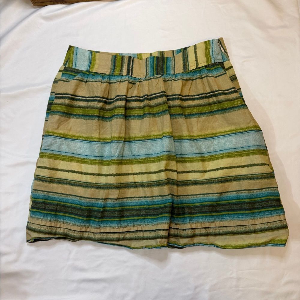 Loft size 0 green striped mini skirt